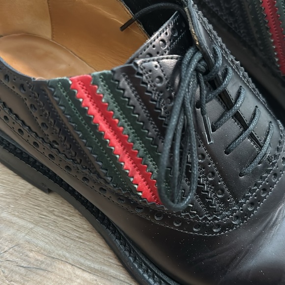 GUCCI 547592 0GQ30 1078 MENS SHOES BLACK CALF-SKIN LEATHER CAP-TOE OXFORDS - Picture 2 of 5